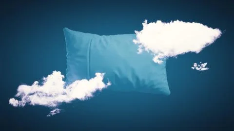 3D Render of Pillow and clouds, Dreaming and Sleep Stock Illustration