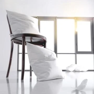 3d render Pillow on slul on the background of a large window. Stock Illustration