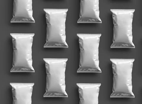 3D render of a pillowy snack packaging bag on a darker background Stock Illustration