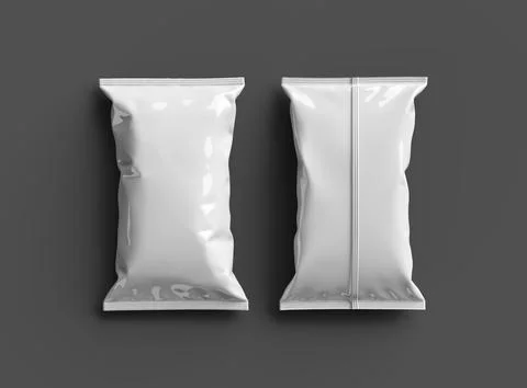 3D render of a pillowy snack packaging bag on a darker background Stock Illustration