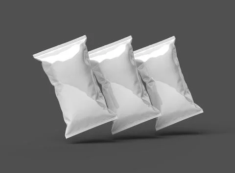3D render of a pillowy snack packaging bag on a darker background Stock Illustration