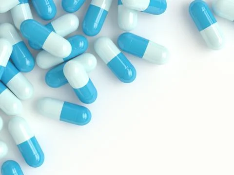 3d render of pills over white Illustrazione stock