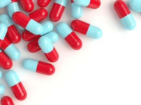 3d render of pills over white Stock Illustration