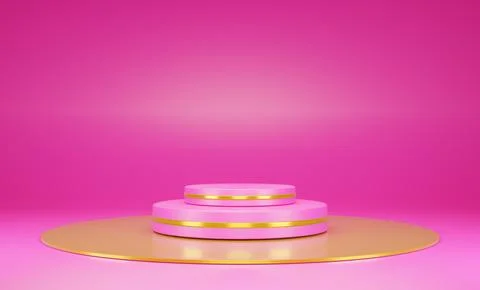 3D Render of Pink and gold podium Иллюстрация