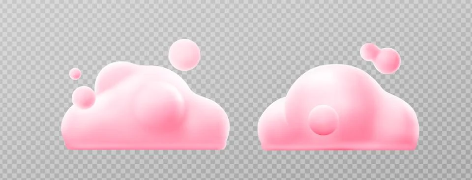 3d render pink clouds, fluffy spindrift eddies Stock Illustration