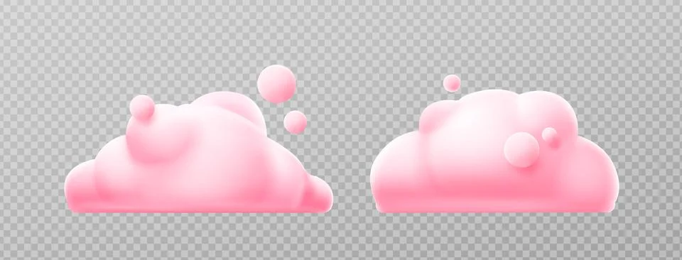 3d render pink clouds, fluffy spindrift eddies Stock Illustration