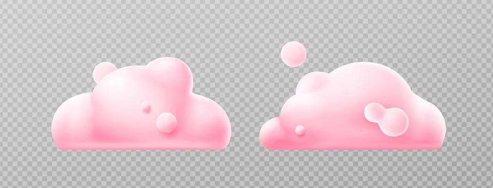 3d render pink clouds, fluffy spindrift eddies Stock Illustration