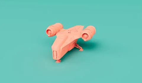 3d render pink color fighter plane on sky blue background Stock Illustration