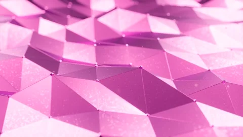 3D render of pink geometric pyramid surface moving in loop Stock Footage 318828324