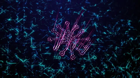 3d render of a pink glowing microchip hologram for corporate technology video Stock Footage 321431512