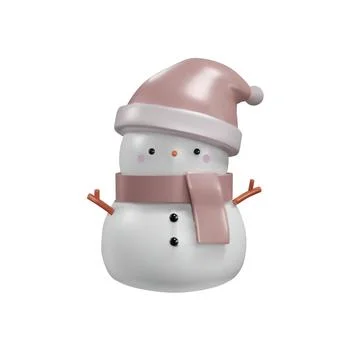 3D render pink gold snowman Stock Illustration