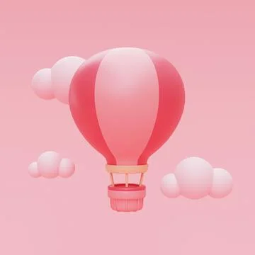 3d render of pink hot air balloon Stock Illustration