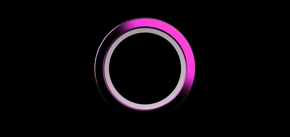 3d render, pink ring on black background. jewelry metal circle shape. empty s Stock Illustration