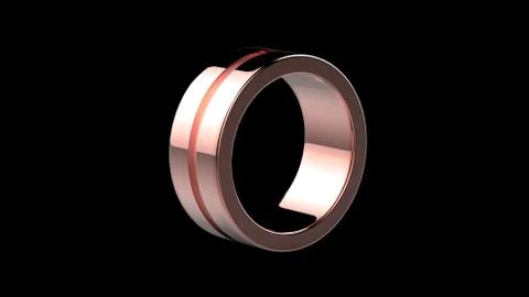 3d render, pink ring on black background. jewelry metal circle shape. empty s Illustrazione stock