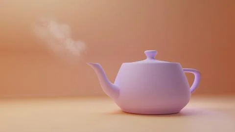 3d render pink teapot on orange background Stock Illustration