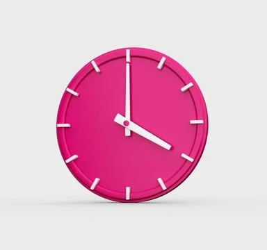 3D render of a pink wall clock showing the time 4 o'clock isolated on a white ba Stockillustratie