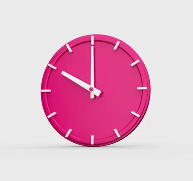 3D render of a pink wall clock showing the time 10 o'clock isolated on a white b Illustrazione stock