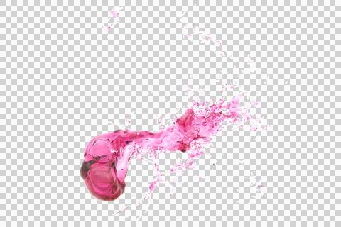 3D render of pink water splash on transparent background. PNG file. Illustrazione stock