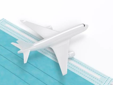 3d render of plane with protective mask Stock Illustration