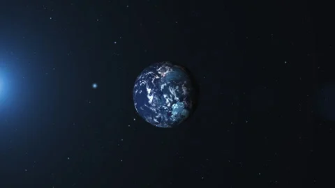 3d render planet Earth in outer space against the background of stars Stock Footage 247456296