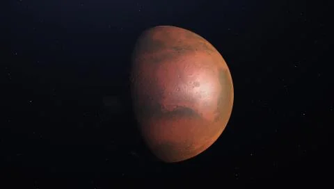 3D render the planet Mars with stars, high resolution texture Stock Illustration