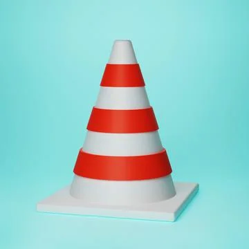 3D render of plastic and metal traffic cone Illustrazione stock