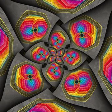 3D render plastic fractal background kaleidoscope Stock Illustration