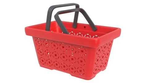 3d render of plastic shopping baskets on a light background. 3d render. Stock Illustration