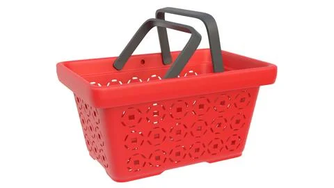 3d render of plastic shopping baskets on a light background. 3d render. Stock Illustration