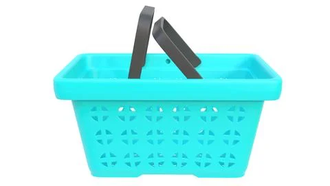 3d render of plastic shopping baskets on a light background. 3d render. Stock Illustration