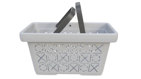 3d render of plastic shopping baskets on a light background. 3d render. Stock Illustration