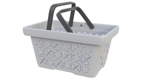 3d render of plastic shopping baskets on a light background. 3d render. Stock Illustration