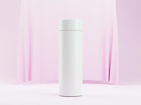 3d render of plastic white jar for cream, conditioner or gel. Pink and white Stock Illustration
