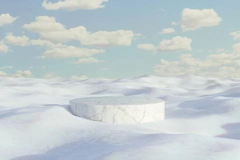 3d render platform and Natural podium background on ice snow and snow cover.. Stock Photos