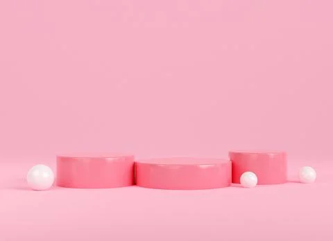3d render podium display on pink background. valentine love cosmetic produc.. Ilustración de archivo