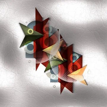 3D render of polygeometric abstract shapes on leather Stock Illustration