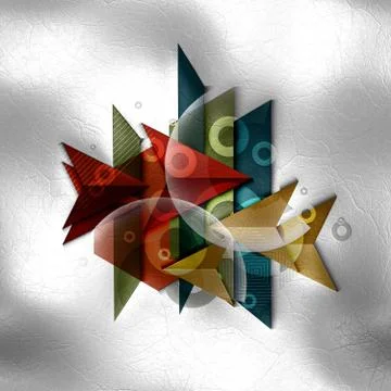 3D render of polygeometric abstract shapes on leather Stock Illustration