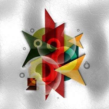 3D render of polygeometric abstract shapes on leather Stock Illustration