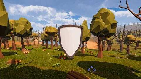 3D Render Polygon Background to ecology and sustainable development, enviro.. Illustrazione stock