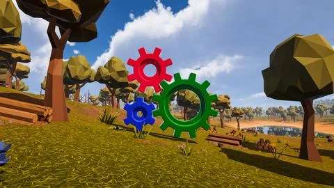 3D Render Polygon Background to ecology and sustainable development, enviro.. Illustrazione stock