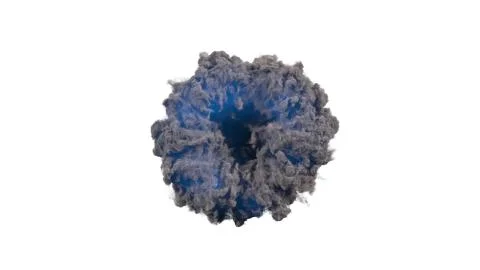 3d render portal smoke ring with blue flash on white background Illustrazione stock