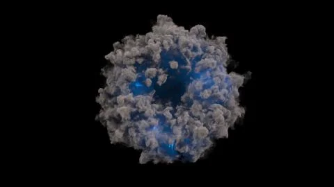 3d render portal smoke ring with blue flash on black background 스톡 일러스트