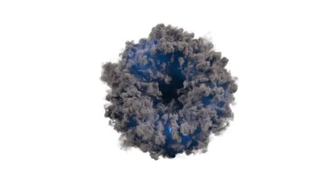 3d render portal smoke ring with blue flash on white background Stockillustratie