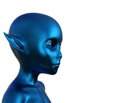 3d render. Portrait of a blue elf on a white background. Stock Illustration