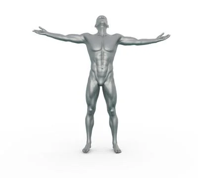 3D Render : Portrait of silver metal texture male character Illustrazione stock