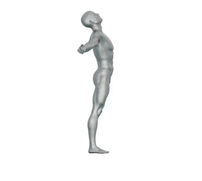 3D Render : Portrait of silver metal texture male character Stock Illustration