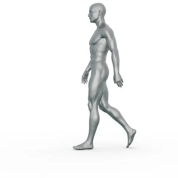 3D Render : Portrait of silver metal texture male character Stock Illustration