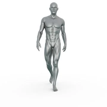 3D Render : Portrait of silver metal texture male character Illustrazione stock