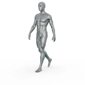 3D Render : Portrait of silver metal texture male character Stock Illustration
