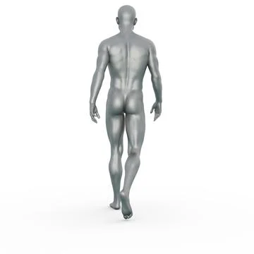 3D Render : Portrait of silver metal texture male character Illustrazione stock
